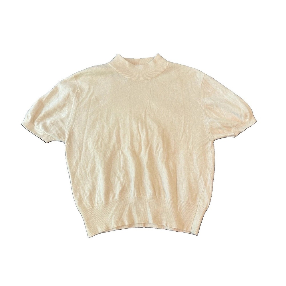 Ballantyne Scotland 100% Cashmere Sweater 42 Ivory Luxury Minimalist Classic